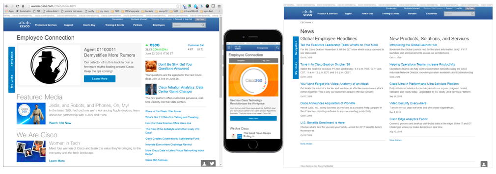 Cisco intranet home and mobile intranet